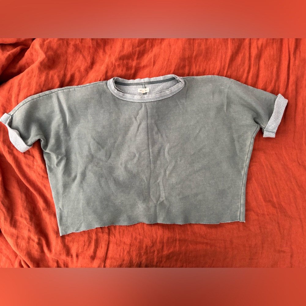 silence + noise green crewneck sweatshirt with orange interior